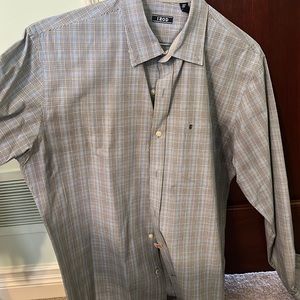 IZOD mens grey style dress shirt button up size L